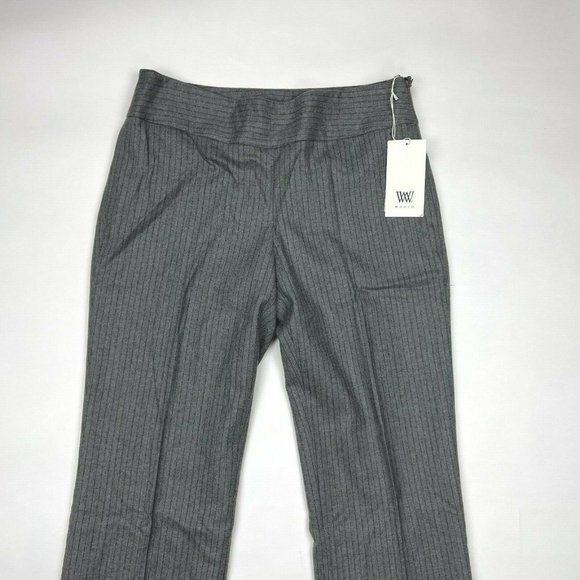 Worth Stripe Nona Pants Wool Blend Lined Zip Closure Flat Front Gray Women 4 NWT - Picture 3 of 9